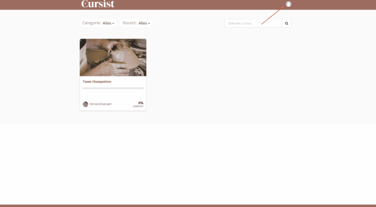 Cursist inloggen screenshot zoekfunctie