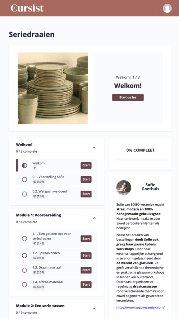 Screenshot van de webpagina SERIE