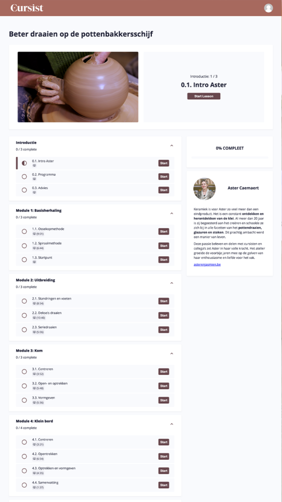 Beter leren pottenbakken met een online cursus met Aster Caemaert